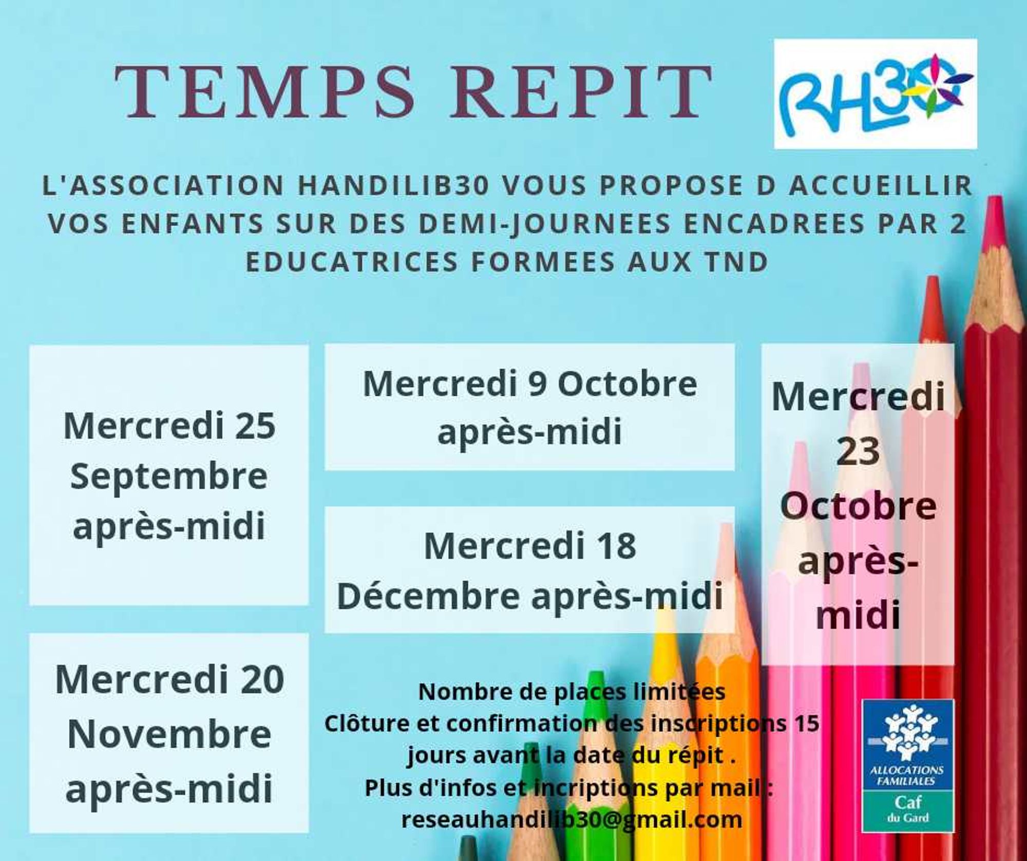 Des temps Répit proposés par Le réseau handi'Lib'30