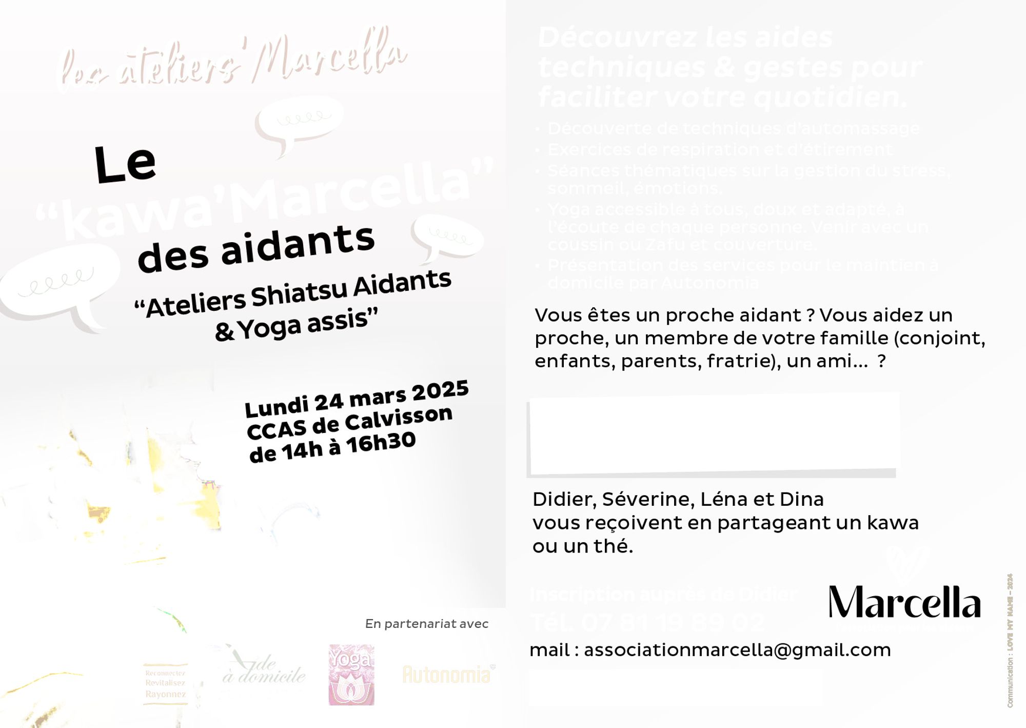 Le "Kawa'Marcella des aidants" - Ateliers Shiatsu Aidants & Yoga assis