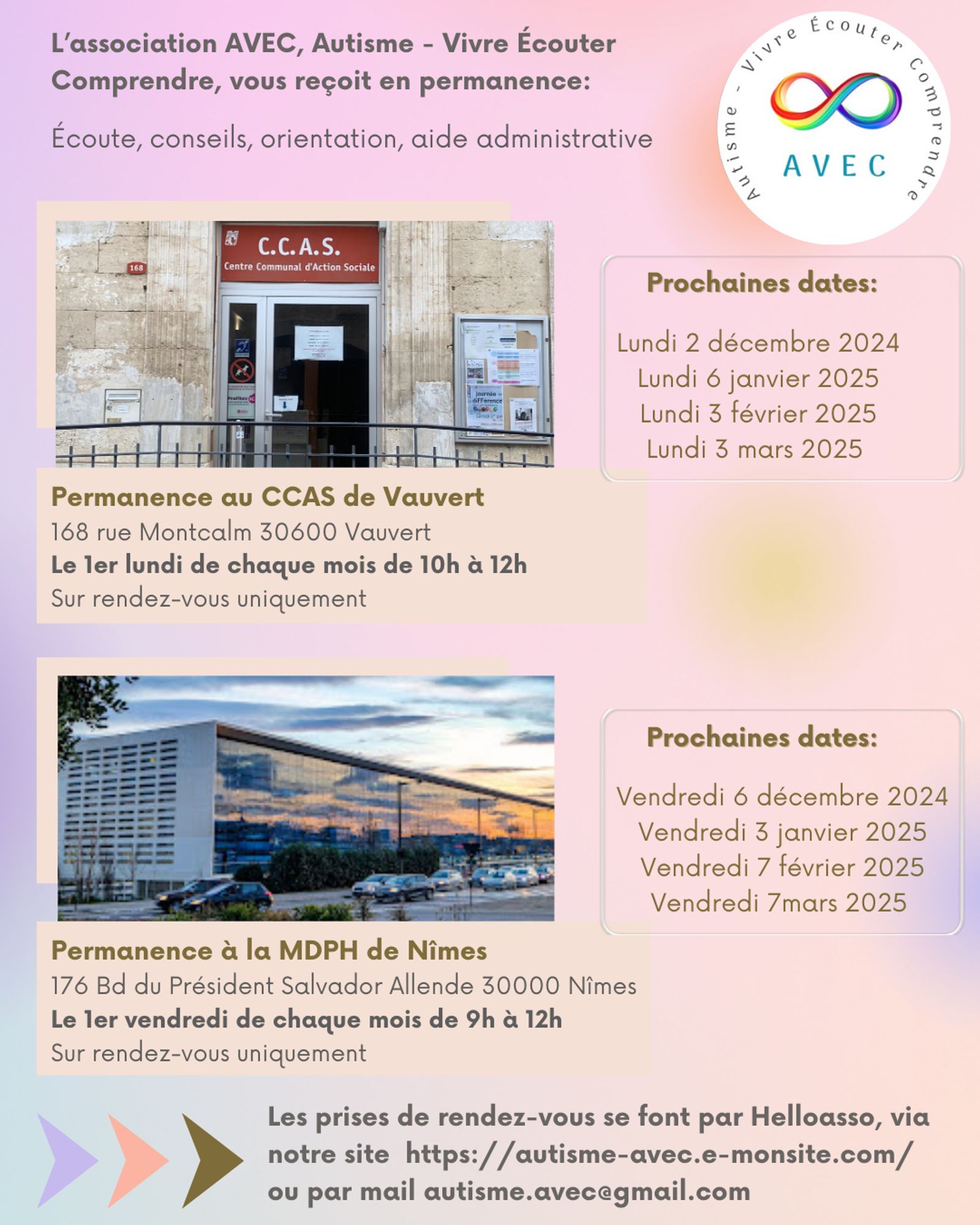 Permanences de l'association AVEC (Autisme - Vivre Ecouter Comprendre)