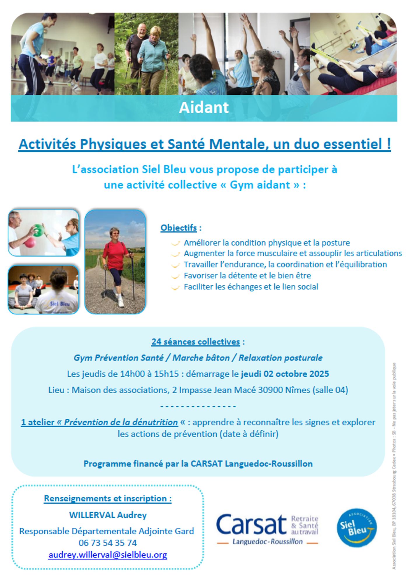 Ateliers activités physiques et santé mentale, un duo essentiel