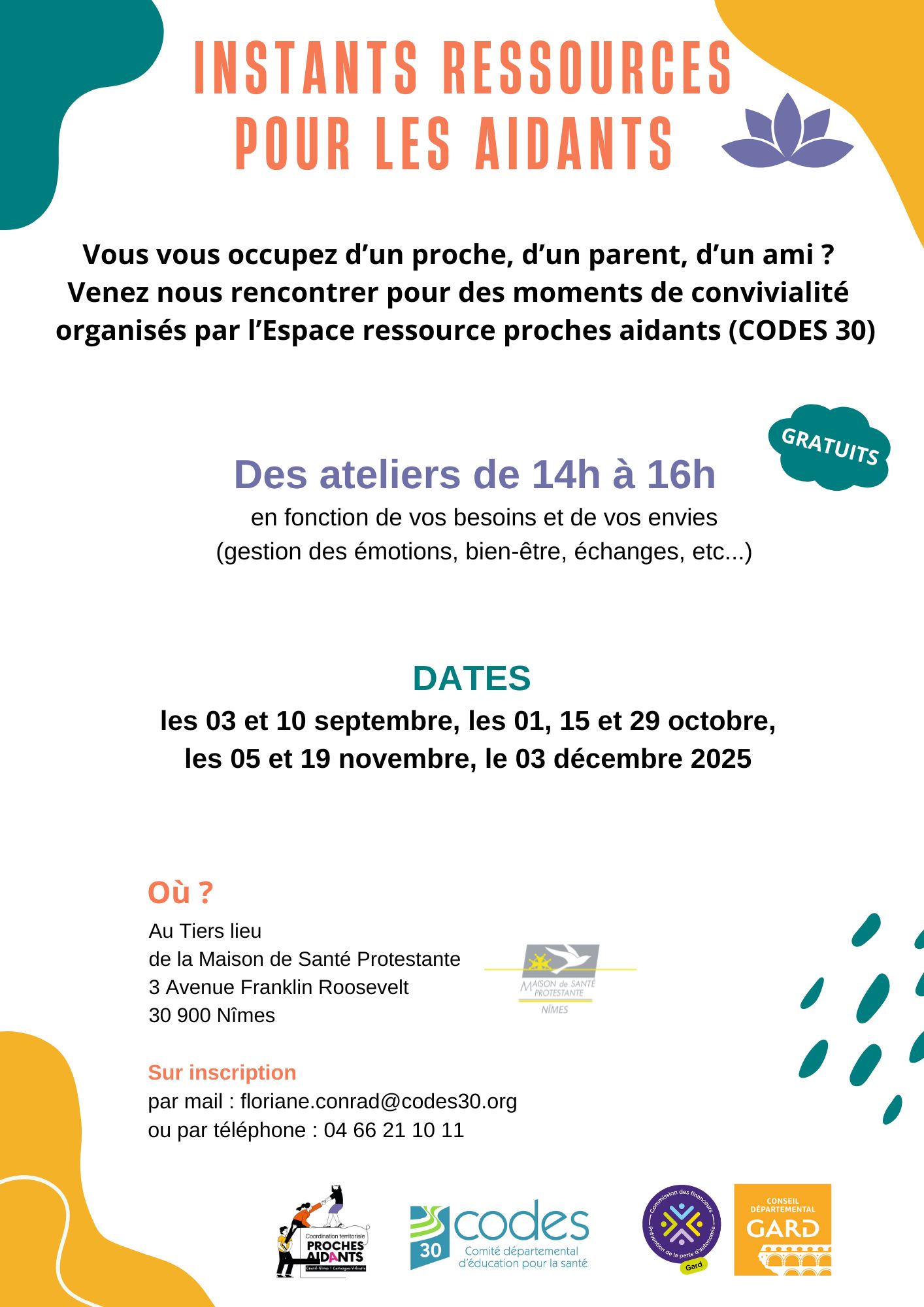 Instants ressources pour les aidants - Cycle de 8 ateliers 