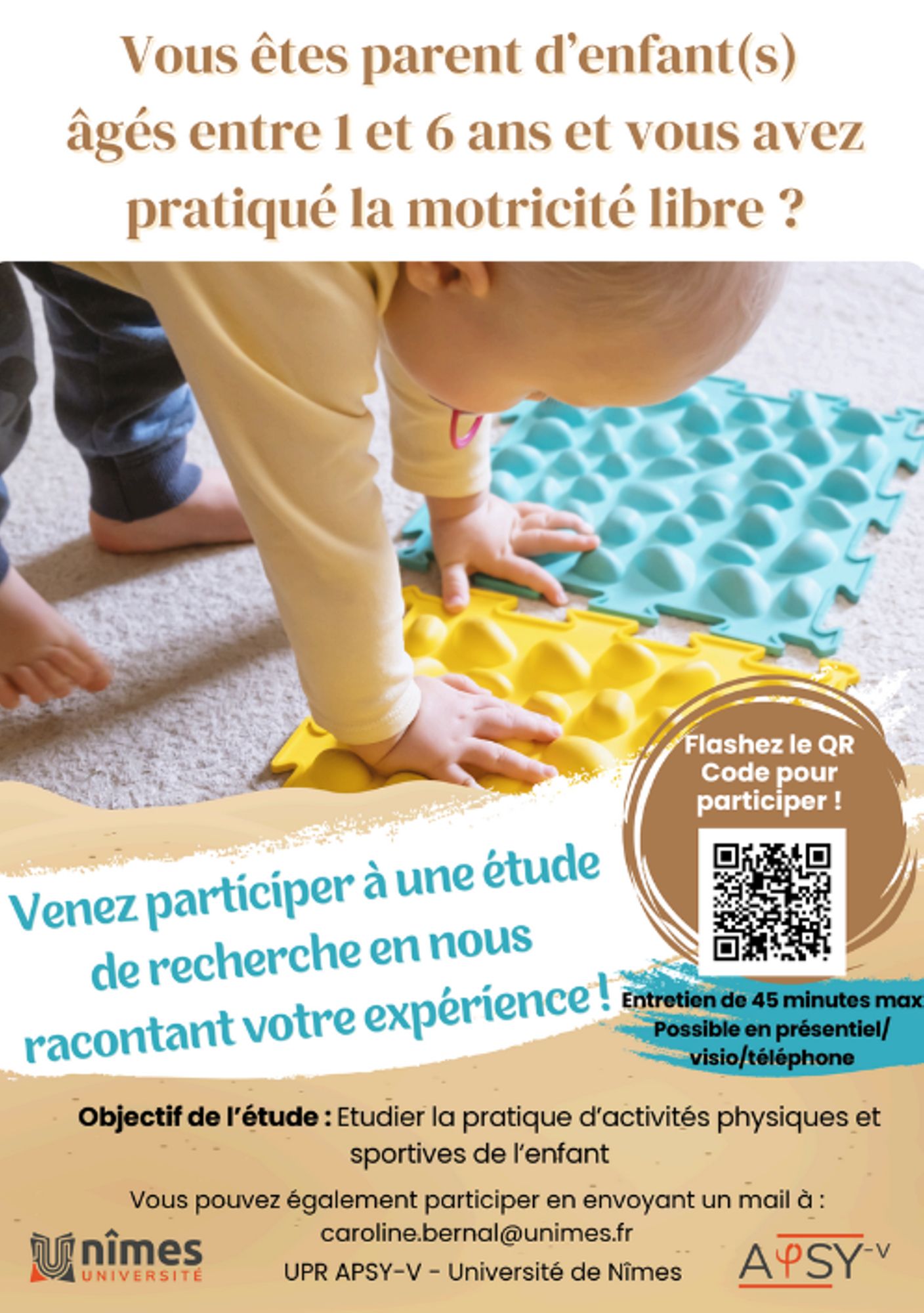 Questionnaire destiné aux parents d'enfants âgés de 1 à 6 ans
