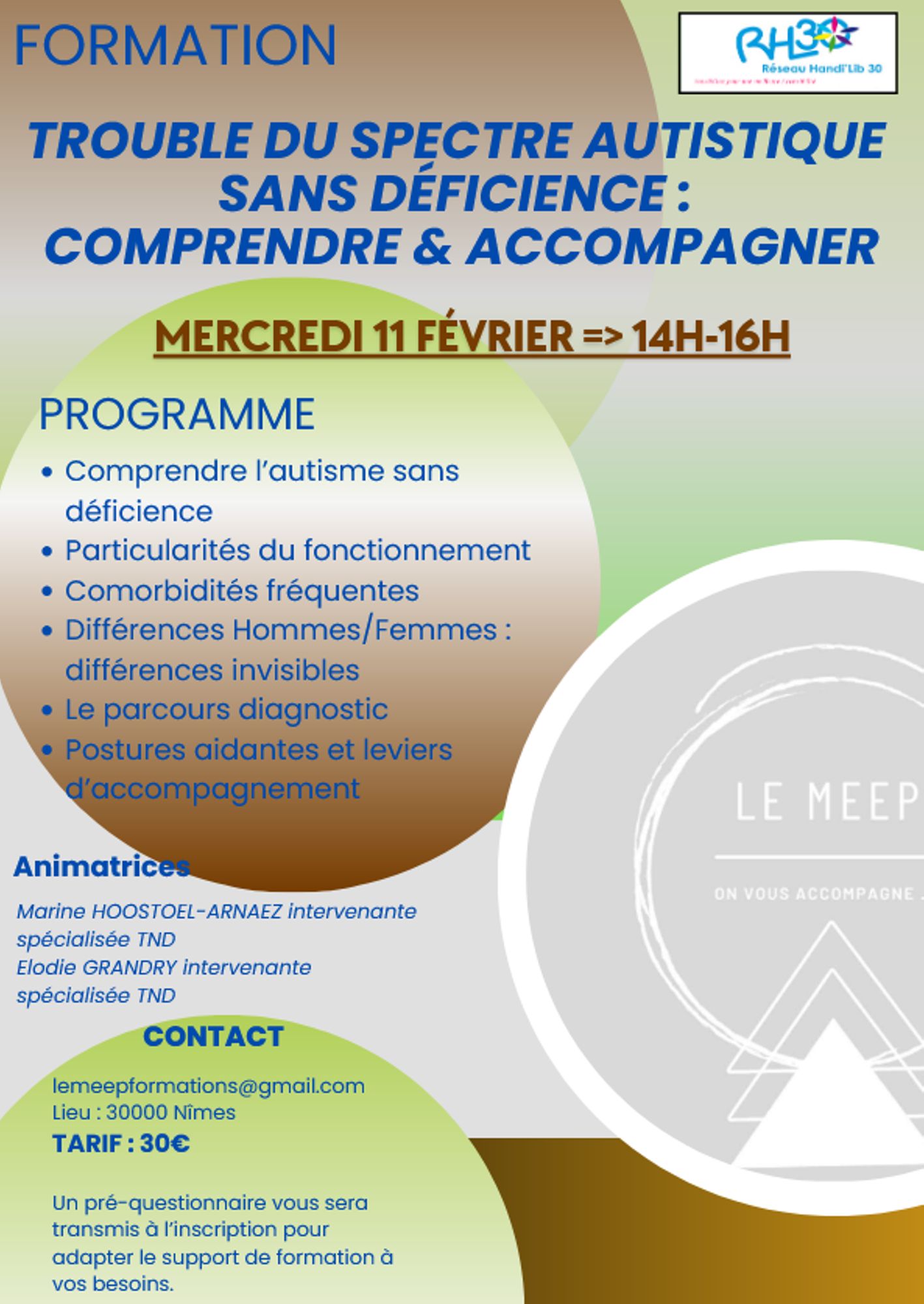 Formation : Trouble du spectre autistique sans déficience : comprendre et accompagner