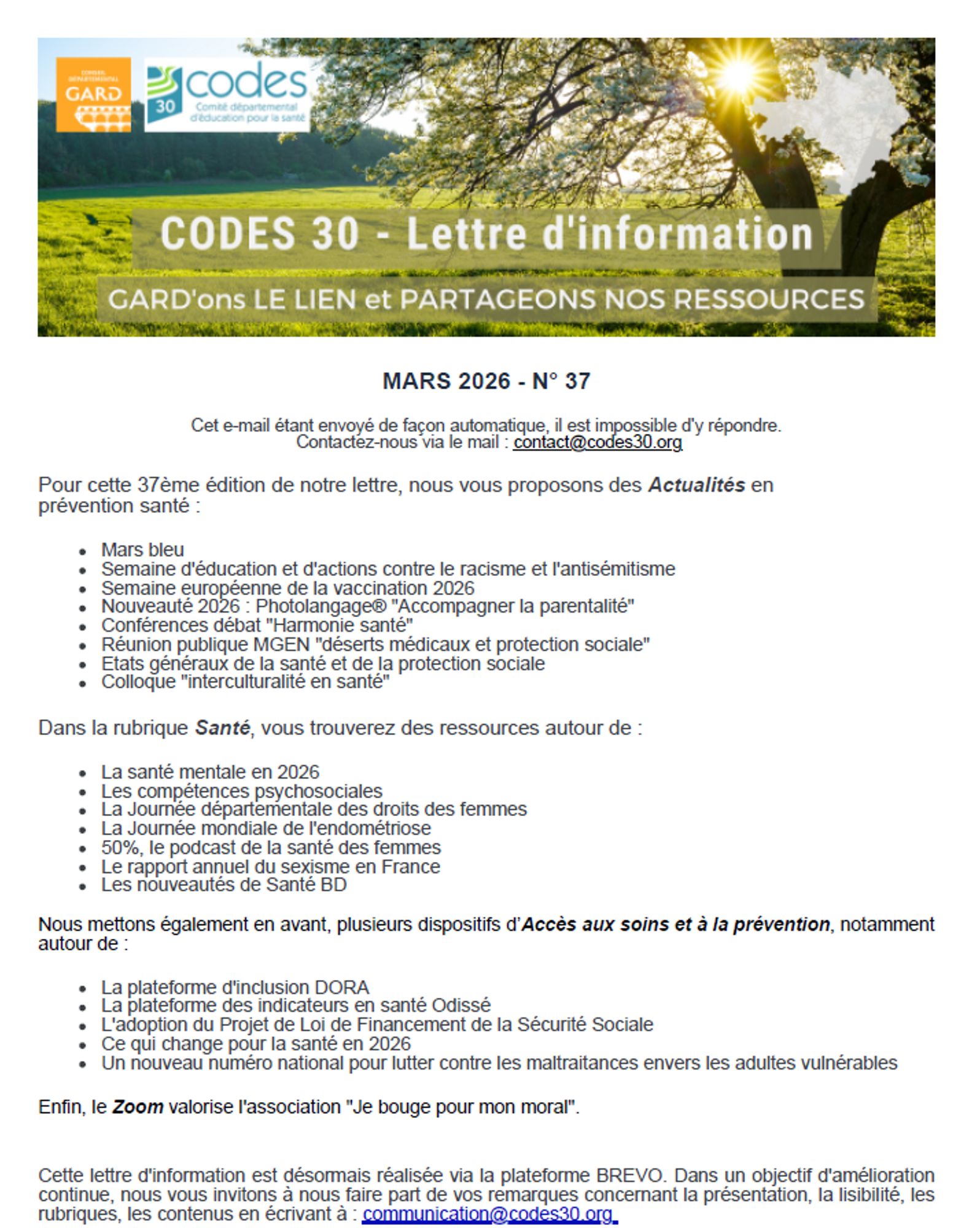 Lettre d'information N° 37 du CAPS. Collectif pour Agir en Prévention et en Santé