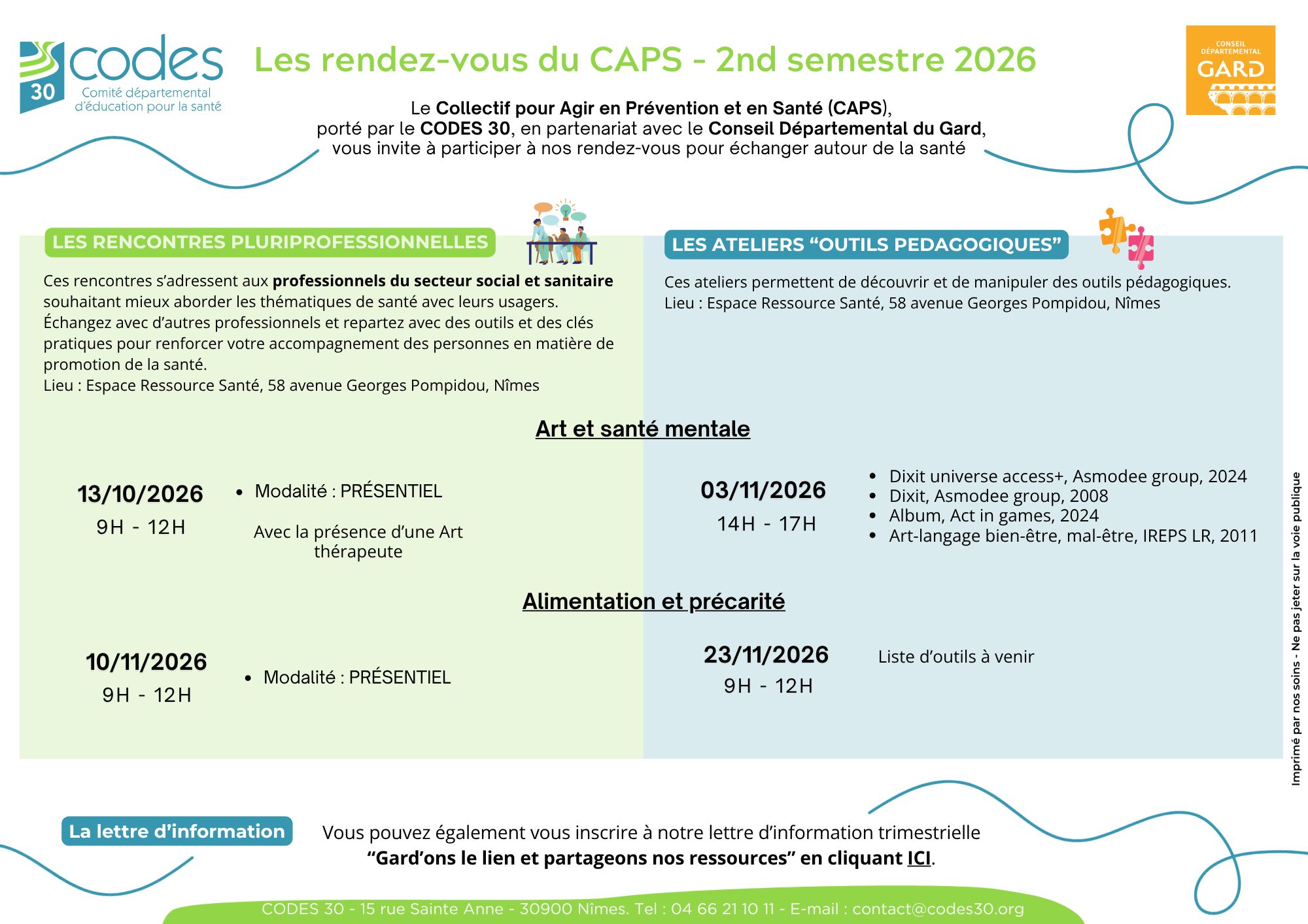 Les rendez-vous du CAPS