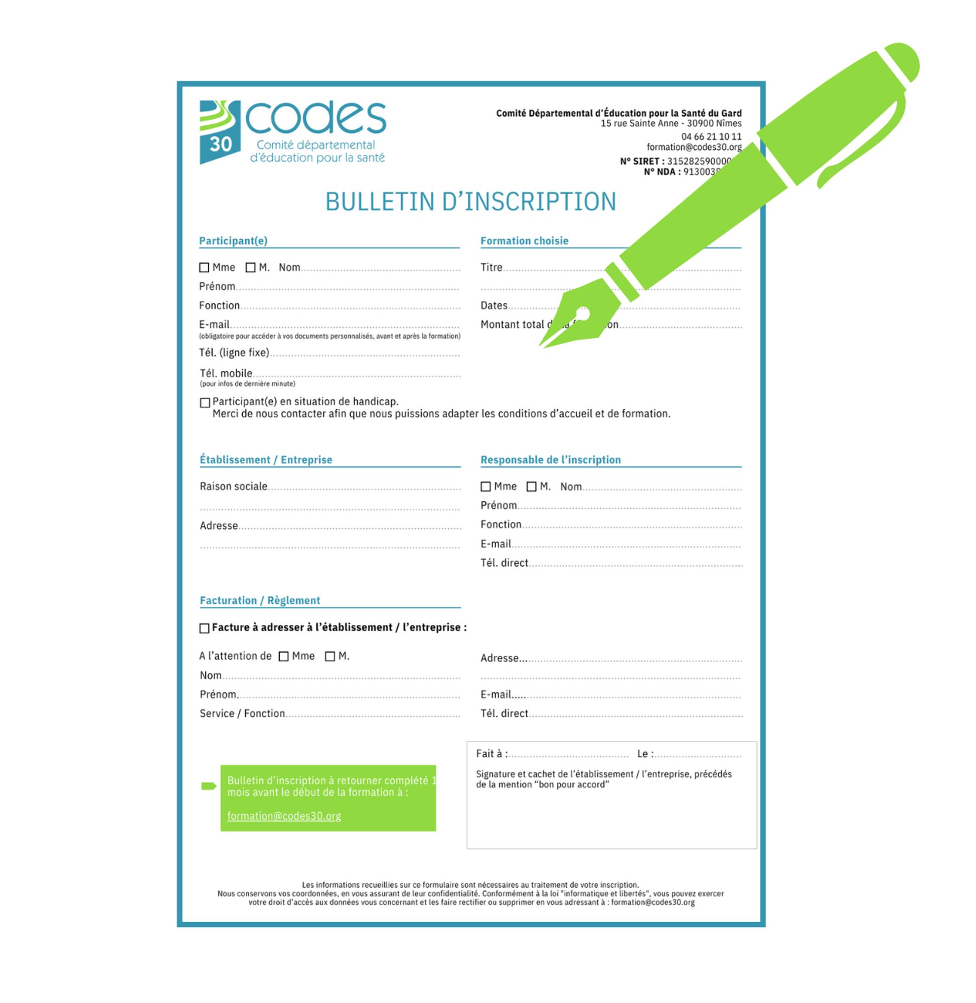 Modalités d'inscription