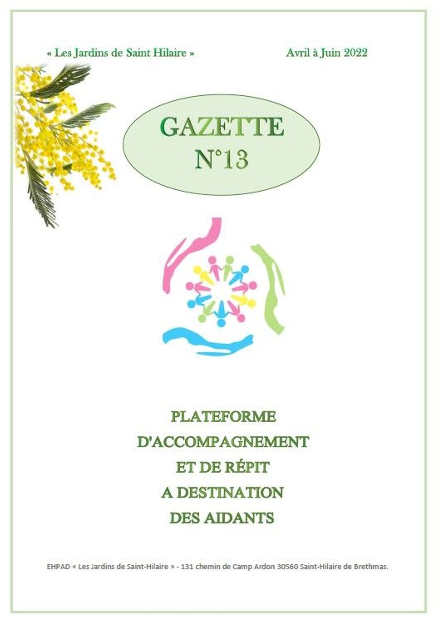 Gazette de la Plateforme de répit de St Hilaire de Brethmas