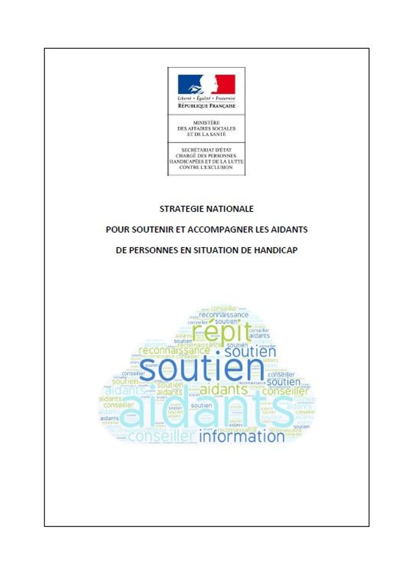 Stratégie nationale pour soutenir et accompagner les aidants de personnes en situation de handicap 