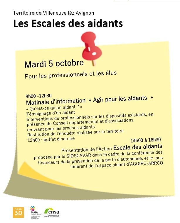 Matinale d'information "Agir pour les aidants" à Rochefort du gard, le Mardi 5 Octobre 